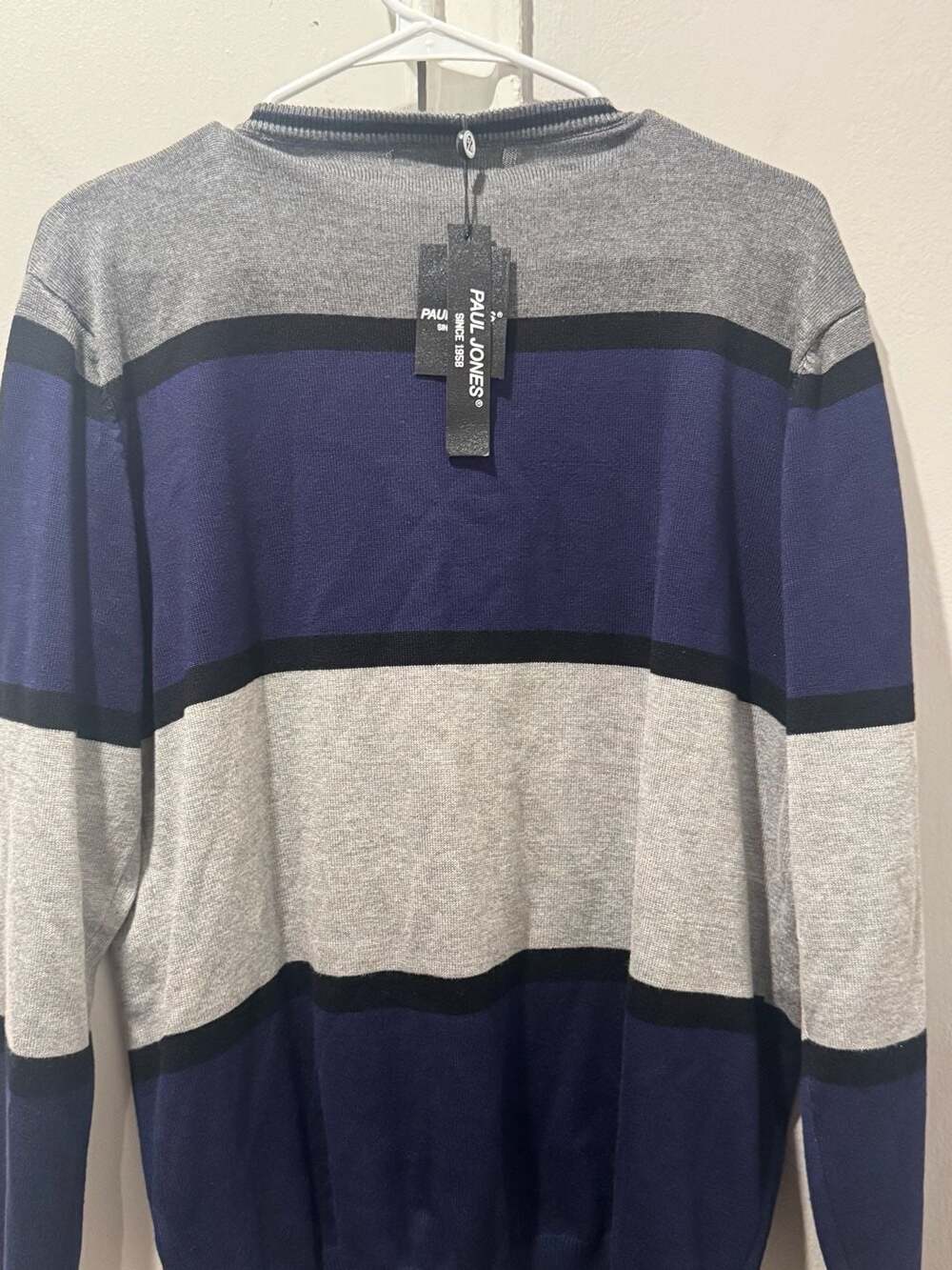 PJ PAUL JONES Mens Striped Pullover Sweater Crewneck Contrast Fine Knitted Sweat